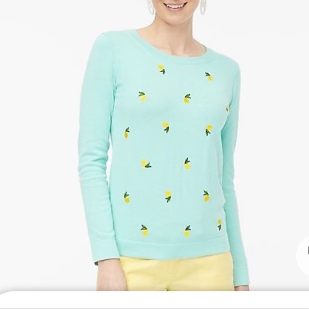 JCrew lemon sweater teal size L